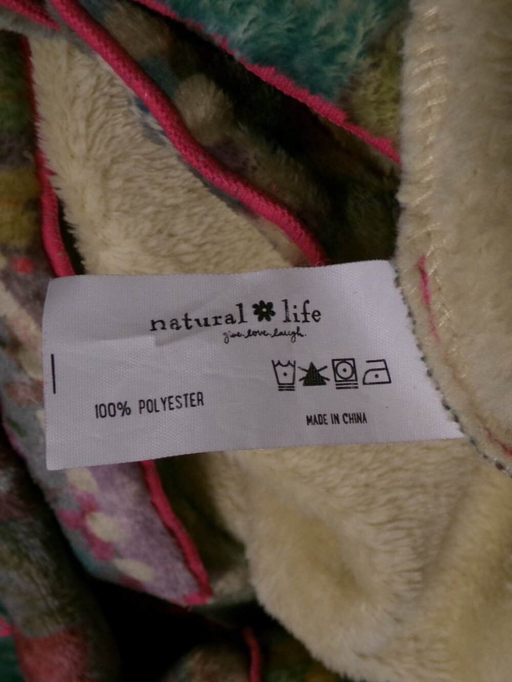 Natural Life Cozy Blanket Fleece Patchwork Boho Jacket Robe Belted sz Medium - Picture 5 of 5